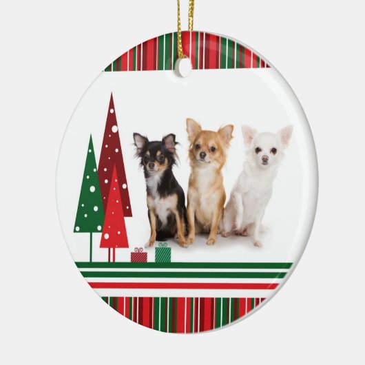 Chihuahua-Weihnachtsverzierung Keramikornament (Links)