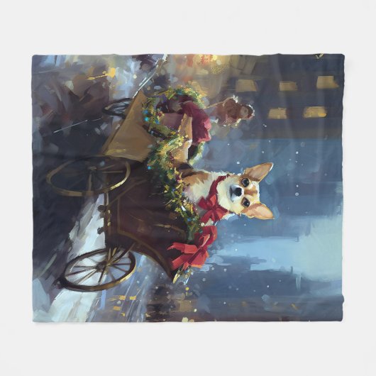 Chihuahua Weihnachtszeit Fleecedecke (Vorderseite (Horizontal))