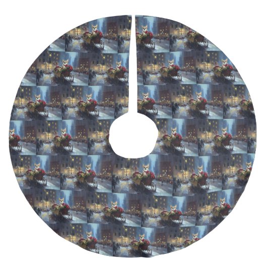 Chihuahua Weihnachtszeit Polyester Weihnachtsbaumdecke (Vorderseite)