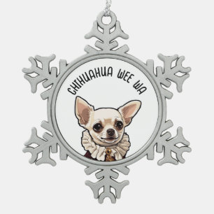 Chihuahua weint schneeflocken Zinn-Ornament