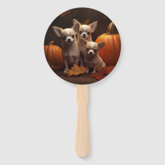 Chihuahua Welpe Autumn Delight Pumpkin Fächer (Vorderseite)