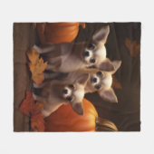 Chihuahua Welpe Autumn Delight Pumpkin Fleecedecke (Vorderseite (Horizontal))