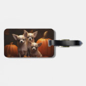 Chihuahua Welpe Autumn Delight Pumpkin Gepäckanhänger (Rückseite horizontal)