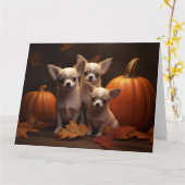 Chihuahua Welpe Autumn Delight Pumpkin Karte (Gelbe Blume)