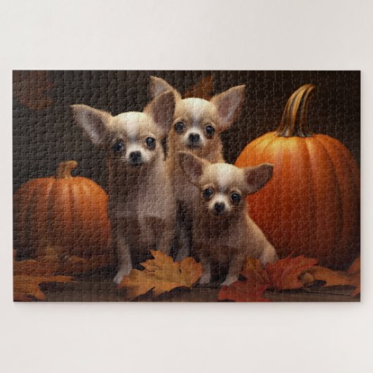 Chihuahua Welpe Autumn Delight Pumpkin Puzzle (Horizontal)