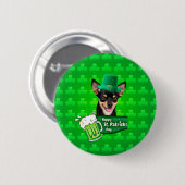 Chihuahua Welpe Dog St. Patrick's Day Green Clover Button (Vorne & Hinten)
