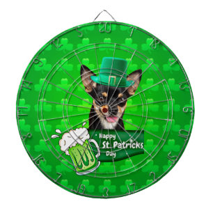 Chihuahua Welpe Dog St. Patrick's Day Green Clover Dartscheibe