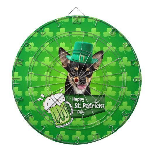Chihuahua Welpe Dog St. Patrick's Day Green Clover Dartscheibe (vorne)