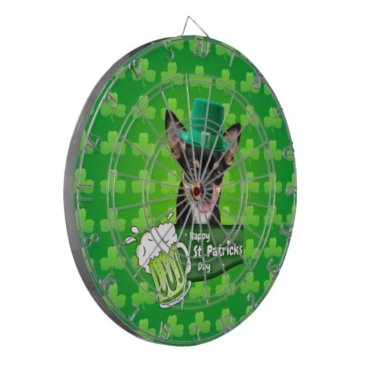 Chihuahua Welpe Dog St. Patrick's Day Green Clover Dartscheibe (Vorderseite Links)