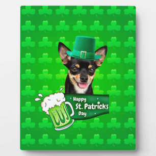 Chihuahua Welpe Dog St. Patrick's Day Green Clover Fotoplatte