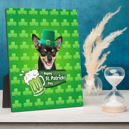 Chihuahua Welpe Dog St. Patrick's Day Green Clover Fotoplatte (Seite)