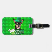 Chihuahua Welpe Dog St. Patrick's Day Green Clover Gepäckanhänger (Vorderseite horizontal)