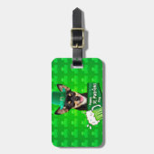 Chihuahua Welpe Dog St. Patrick's Day Green Clover Gepäckanhänger (Vorderseite vertikal)