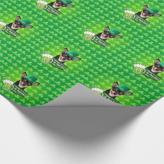 Chihuahua Welpe Dog St. Patrick's Day Green Clover Geschenkpapier (Ecke)