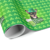 Chihuahua Welpe Dog St. Patrick's Day Green Clover Geschenkpapier (Rolleneckpunkt)