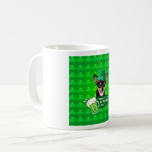 Chihuahua Welpe Dog St. Patrick's Day Green Clover Kaffeetasse (Vorderseite Links)