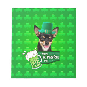 Chihuahua Welpe Dog St. Patrick's Day Green Clover Notizblock