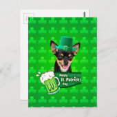 Chihuahua Welpe Dog St. Patrick's Day Green Clover Postkarte (Vorne/Hinten)
