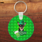Chihuahua Welpe Dog St. Patrick's Day Green Clover Schlüsselanhänger (Vorderseite)