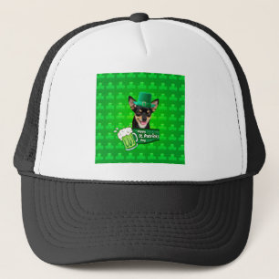 Chihuahua Welpe Dog St. Patrick's Day Green Clover Truckerkappe