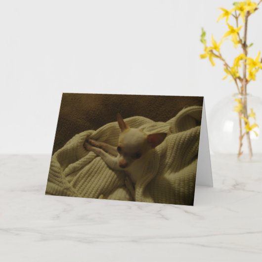 Chihuahua-Welpe-Grußkarte Karte (Gelbe Blume)