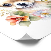 Chihuahua Welpe Haustier Wasserfarbe Blume Poster (Ecke)