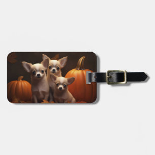 Chihuahua-Welpe Herbstfreude Kürbis Gepäckanhänger