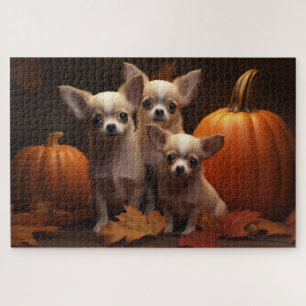 Chihuahua-Welpe Herbstfreude Kürbis  Puzzle