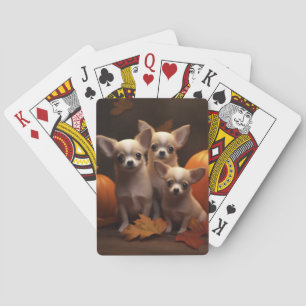 Chihuahua-Welpe Herbstfreude Kürbis Spielkarten