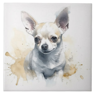 Chihuahua-Welpe Hund Haustier Wasserfarbe Fliese
