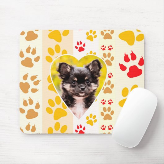 Chihuahua Welpe Hund Herz Paw Prints Mousepad (Mit Mouse)