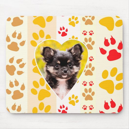Chihuahua Welpe Hund Herz Paw Prints Mousepad (Vorne)