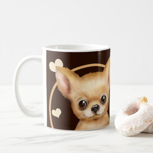 Chihuahua Welpe Hund jeden Snack, den Sie machen Kaffeetasse (Mit Donut)