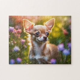Chihuahua Welpe im Feld Blume Puzzle