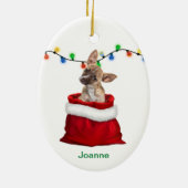 Chihuahua Welpe in der Geschenktasche Weihnachten Keramik Ornament (Hinten)
