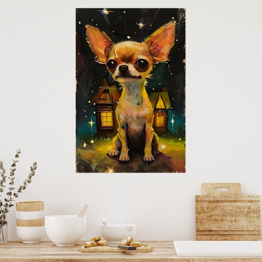 Chihuahua Welpe in einer gemütlichen Zuhause Poster (Küche)
