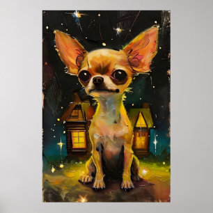 Chihuahua Welpe in einer gemütlichen Zuhause Poster