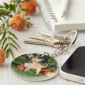 Chihuahua-Welpe mit Äpfeln Schlüsselanhänger (Vorderseite rechts)