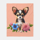 Chihuahua Welpe mit dekorativen Blume Fleecedecke (Vorderseite)