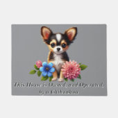 Chihuahua Welpe mit dekorativen Blume Fußmatte (Vorderseite)