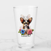Chihuahua Welpe mit dekorativen Blume Glas (Vorderseite)