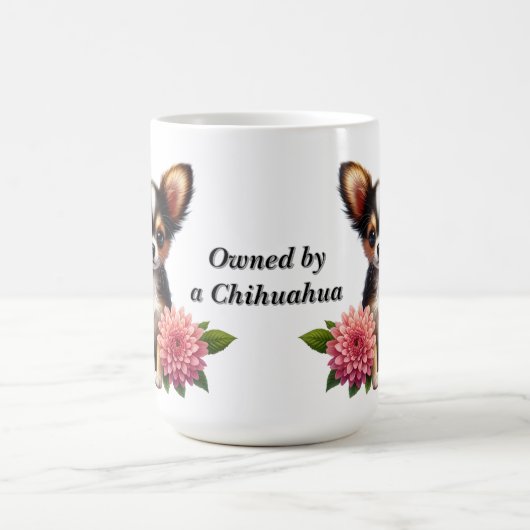 Chihuahua Welpe mit dekorativen Blume Kaffeetasse (Mittel)