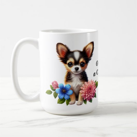 Chihuahua Welpe mit dekorativen Blume Kaffeetasse (Links)