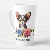 Chihuahua Welpe mit dekorativen Blume Milchtasse (Linke Ecke)