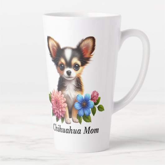 Chihuahua Welpe mit dekorativen Blume Milchtasse (Rechts)