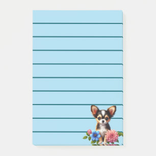 Chihuahua-Welpe mit dekorativen Blumen Post-it Klebezettel