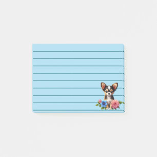 Chihuahua-Welpe mit dekorativen Blumen Post-it Klebezettel