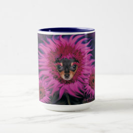 Chihuahua Welpe und Rosa Blume Tasse