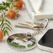 Chihuahua-Welpen-Spielen Schlüsselanhänger (Vorderseite rechts)