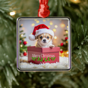 Chihuahua-Welpenhund Weihnachten Ornament Aus Metall